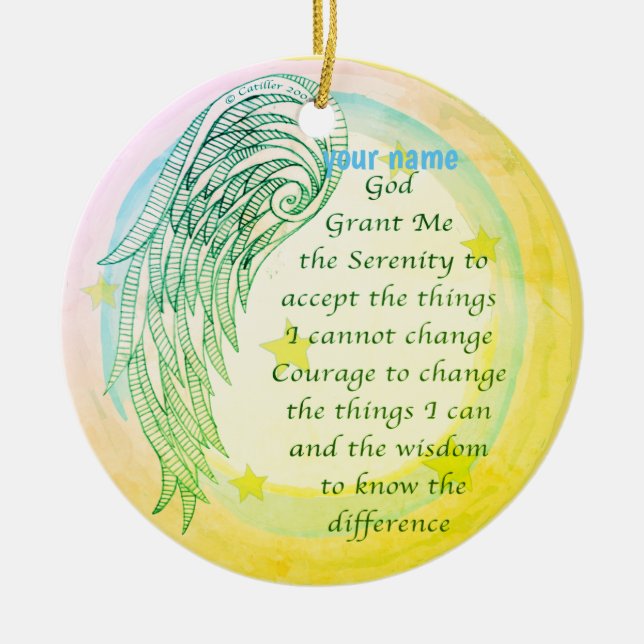 Angel Serenity Prayer Ceramic Ornament (Front)