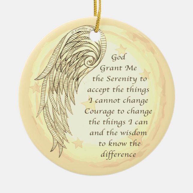Angel Serenity Prayer  Ceramic Ornament (Front)