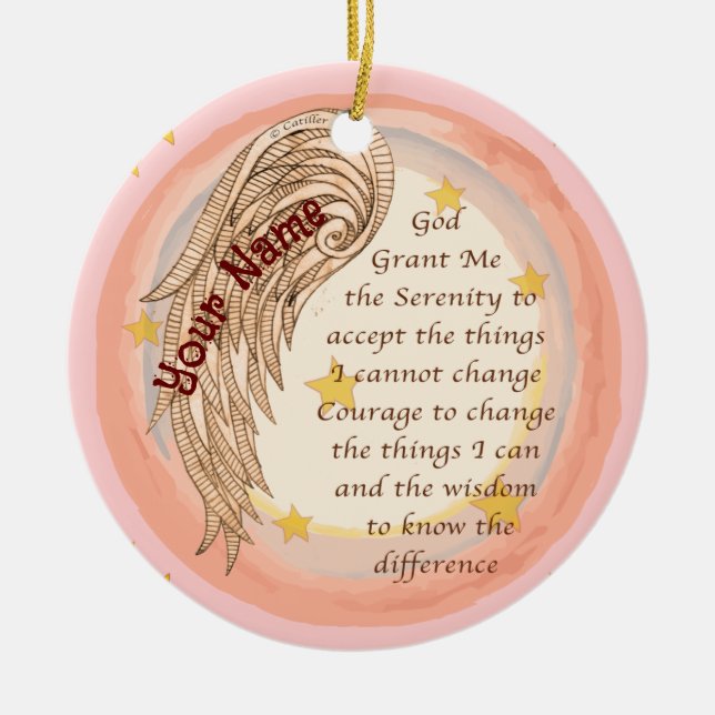 Angel Serenity Prayer Ceramic Ornament (Front)