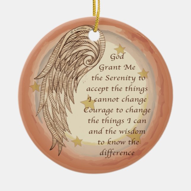 Angel Serenity Prayer Ceramic Ornament (Front)