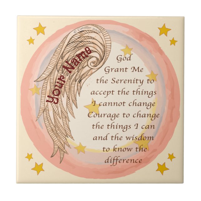 Angel Serenity Prayer Ceramic Tile (Front)