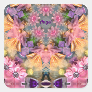 ANGEL ~ Shades Yellow, Purple, Pink, Blue Square Sticker