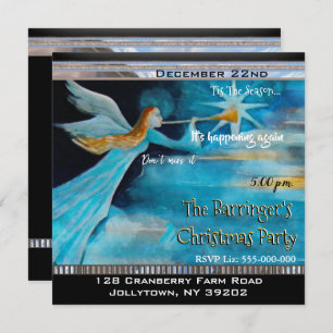 Angel Shares The News Elegant Christmas Party Invitation