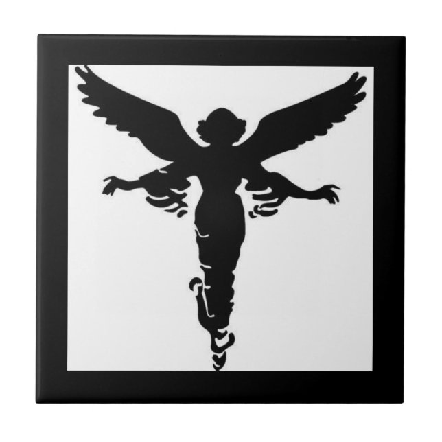 Angel Silhouette on White Ceramic Tile (Front)