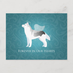 Angel Silver Siberian Husky Dog Pet Memorial Postcard
