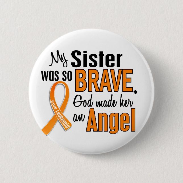 Angel Sister Leukaemia 6 Cm Round Badge (Front)