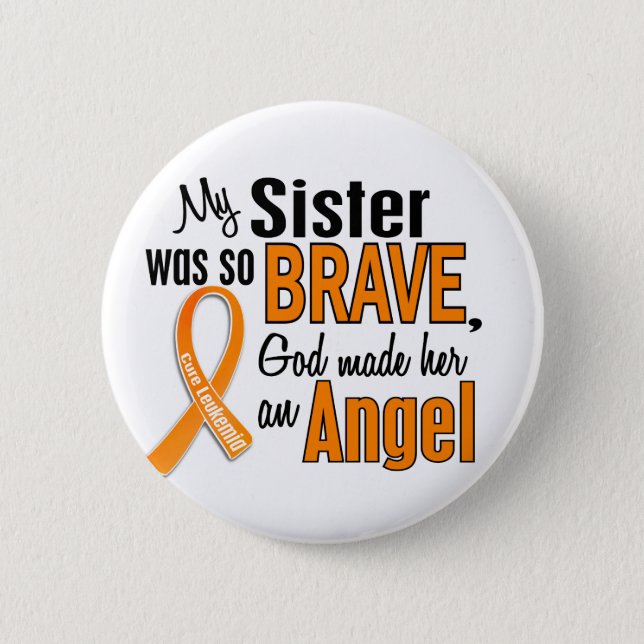 Angel Sister Leukaemia 6 Cm Round Badge (Front)