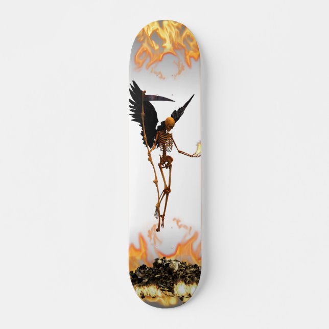 Angel Skeleton Demon Wings Flames Skateboard (Front)