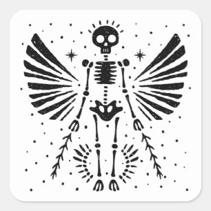 Angel skeleton Gothic Christmas Square Sticker