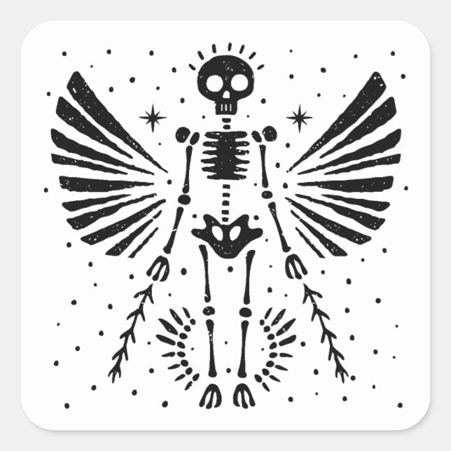 Angel skeleton Gothic Christmas Square Sticker (Front)