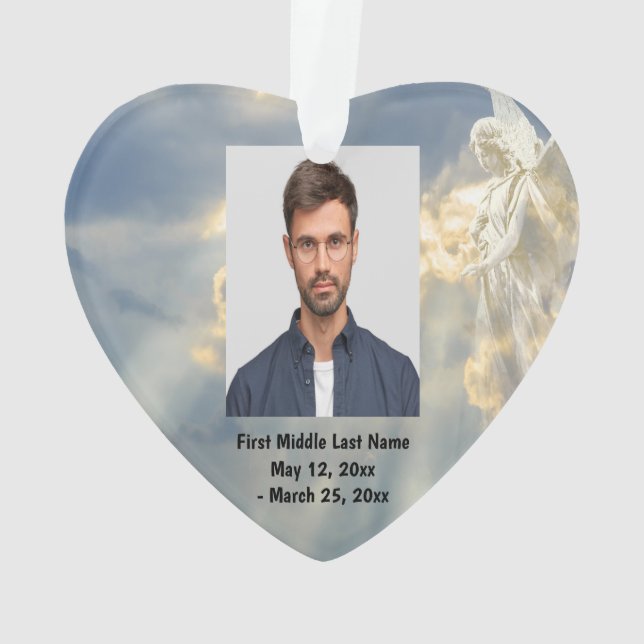 Angel Sky Clouds Dated Photo Custom Ornament (Back)