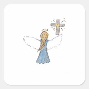 Angel square sticker