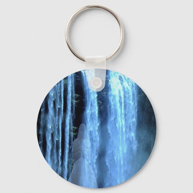 Angel standing in s waterfall keychain (Front)