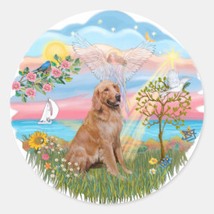 Angel Star - Golden Retriever #2 Classic Round Sticker