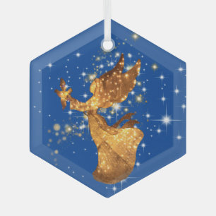 Angel Stars and Peace Dove Starry Night Glass Tree Decoration