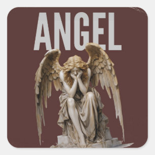 Angel Statue Kiss-Cut Vinyl Decal Square Sticker