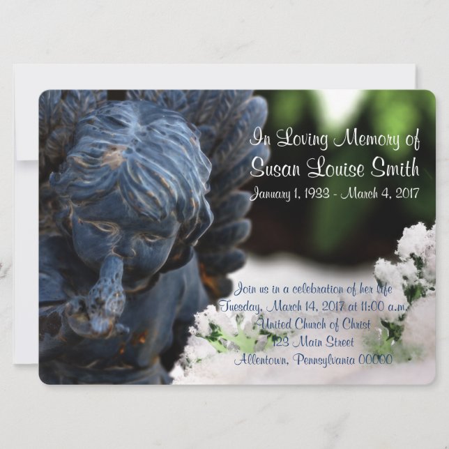 Angel Statue Memorial Service Announcement (Front)