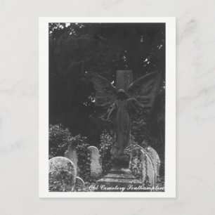 Angel Statue Old Cemetery Postcard Text