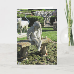 Angel Statue on Bench Inspirational Quote Card