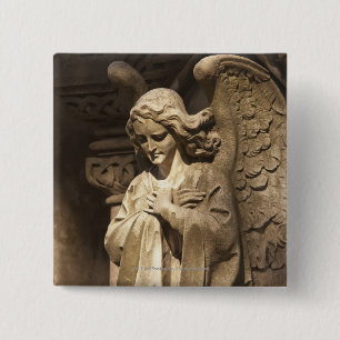 Angel Statue with Crossed Hands, Buenos Aires 15 Cm Square Badge