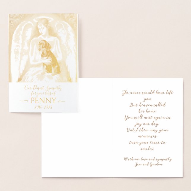Angel Sympathy for Loss of Black Tan Dachshund  Foil Card (Display)