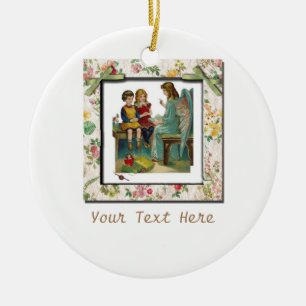 Angel Teaching Children Ceramic Tree Decoration
