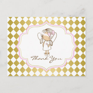 Angel Thank You Postcard-Gold & Pink Postcard
