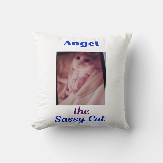 Angel the Sassy Cat Pillow (Front)