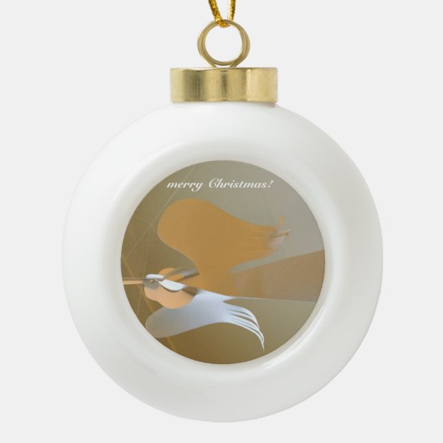 Angel trumpets ceramic ball christmas ornament (Front)