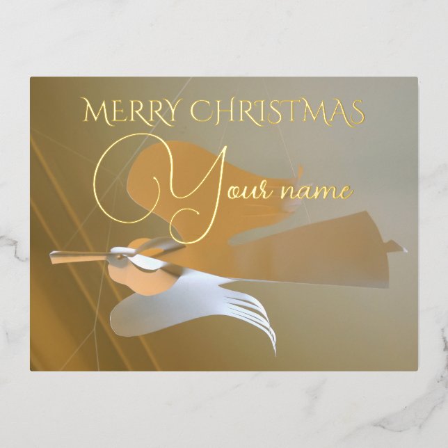 Angel trumpets foil holiday postcard (Front)