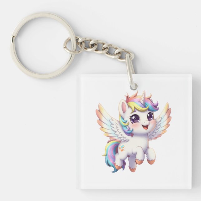 Angel unicorn is so cute key ring (Front)