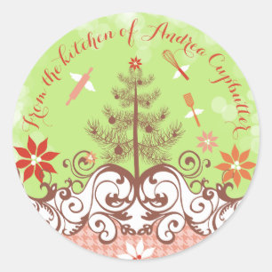 Angel utensils from the kitchen of Christmas label