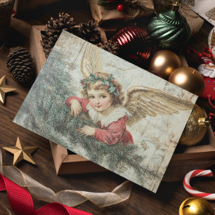 Angel Vintage Decoupage Christmas Postcard