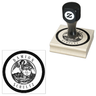 Angel Vintage Scroll Ex Libris Name  Rubber Stamp