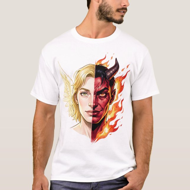  Angel vs Demon Split Face 😇😈 T-Shirt (Front)