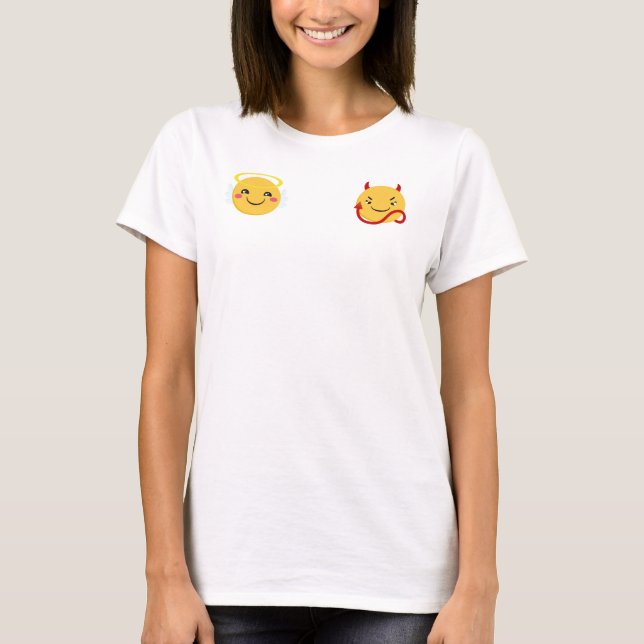 Angel vs Devil  Emoji PErsonalize T-Shirt (Front)