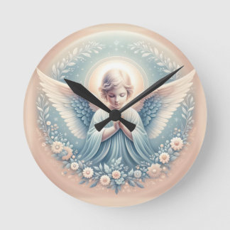 Angel Wall Clock, 20.3 cm Round Acrylic Round Clock