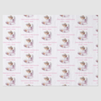 Angel Watching Over Baby Girl Baptism Tissue Paper