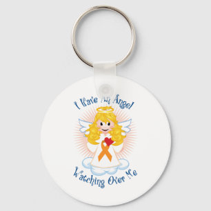Angel Watching Over Me Orange Ribbon Key Ring