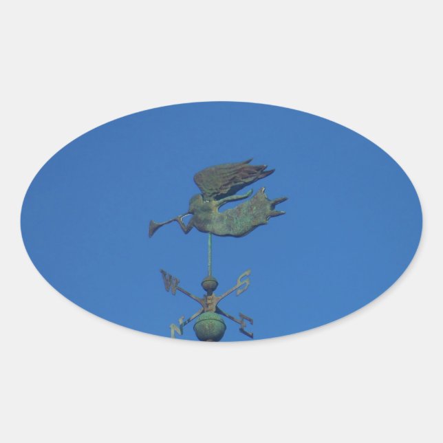 Angel Weather Vane Oval Sticker (Front)