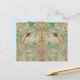 Angel White Flowers Blue Sky Postcard