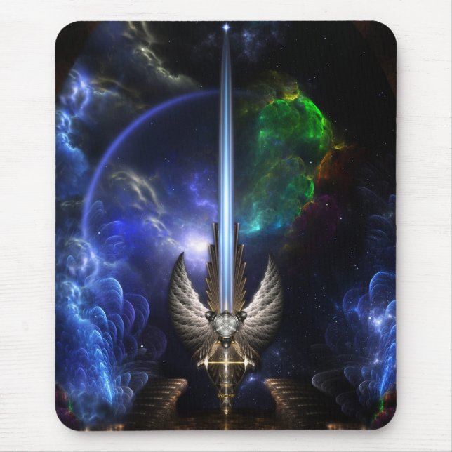 Angel Wing Sword Of Arkledious Sp Fractal Art Mouse Pad (Front)