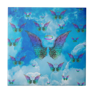 Angel Wings and Clouds Ceramic Tile
