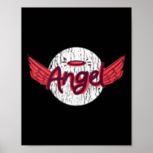 Angel Wings And Halo Funny For Bad Girls And Boys. Poster