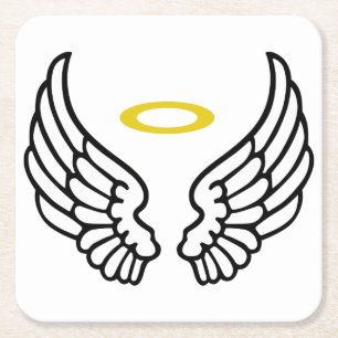 Angel Wings and Halo Square Paper Coaster
