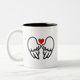 Angel Wings and Heart Minimalis 天使の羽とハートのシンプルマグカップ Two-Tone Coffee Mug