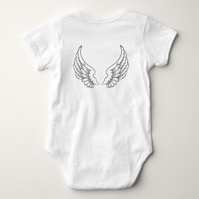 Angel Wings Baby Bodysuit Grey (Back)