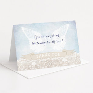 Angel Wings Baby Shower or Baptism Thank You Notes