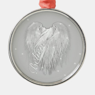 ANGEL WINGS 'Believe' Heart Starry Sparkle Metal Tree Decoration