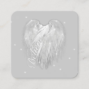 ANGEL WINGS 'Believe' Magic Heart Square Business Card